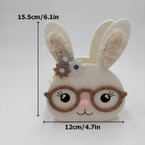 NNETM Spring Felt Rabbit Box with Glasses and Floral Accents