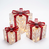 3pcs Christmas Gift Box Lights Transparent Decorative Boxes