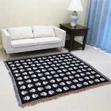 NNETM Cozy Bohemian Blanket with White Skull Print & Tassel Trim