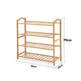 NNEIDS Bamboo Shoe Rack Storage Wooden Organizer Shelf Stand 4 Tiers Layers 80cm