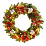 NNEOBA Christmas Wreath with Spruce Pinecones and LED Lights