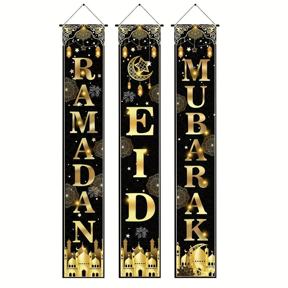 NNETM 3pcs Ramadan & Eid Door Banner Decorations