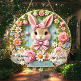 NNETM Easter Bunny Wooden Welcome Sign Spring Decor