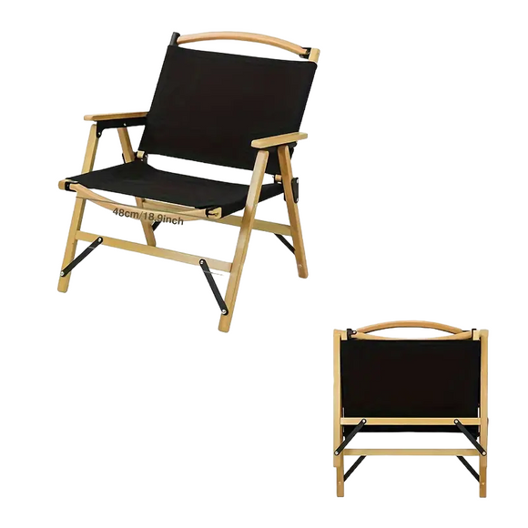NNETM Foldable Wooden Camping Chair - Beech Black