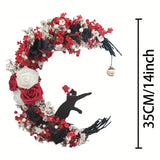 NNETM Gothic Black Cat Victorian Wreath Door Hanging