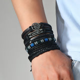 NNETM Men's Vintage PU Leather Bracelet Set (36pcs)