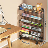NNETM Office Bookshelf with Wheels and Storage Basket