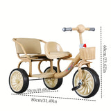 NNETM Kids Double Tricycle Pedal Push Ride-On Cart