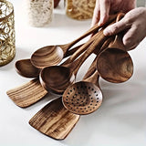 NNETM 7-Piece Natural Teak Wooden Spoons for Cooking Set