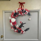 NNETM Gothic Black Cat Victorian Wreath Door Hanging