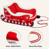NNETM Holiday Christmas Plush Sled Dog Bed Red
