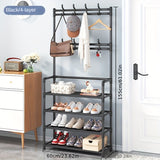 NNETM Stainless Steel Coat & Shoe Rack (8-Hook 4-Tier)