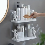 NNETM Pure Elegance: 2pcs White Floating Shelves for Your Bathroom Oasis