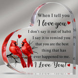 NNETM Charming Acrylic Heart-Shaped Red Bird Ornament