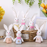NNETM 6pcs Easter Bunny Plush Decorations with Bow Ties