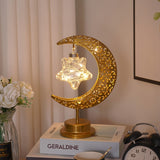 NNETM Crescent Moon Star LED Lantern Floral Pattern Battery-Powered