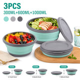3PCS Silicone Folding Bowls with Lids