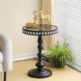NNETM Corner Table Round Minimalist Side Table (Black + Lace)