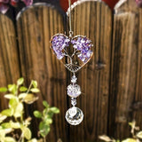 Purple Amethyst Sun Catcher Crystal Tree of Life Rainbow Maker Drops