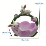 NNETM Resin Bunny & Lotus Figurine for Home Decor