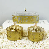NNETM 3pcs Metal Ramadan Oval Tray Set Jewelry Organizer