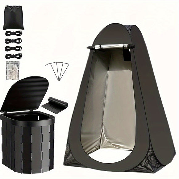 NNETM Portable Outdoor Toilet Kit with Privacy Tent