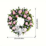 NNETM Pink & Green Garland Easter Wreath Door Decor