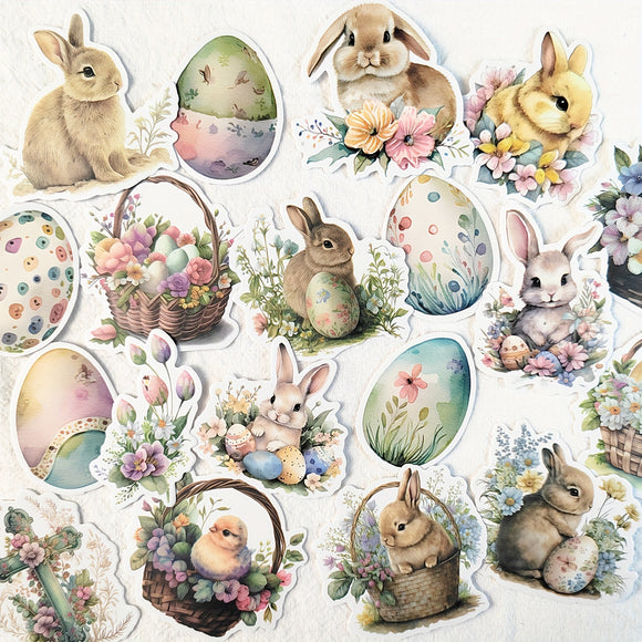 NNETM 50pcs Easter Bunny Rabbit Egg Stickers for DIY Crafts