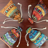 24Pcs Egyptian Ethnic Style Jewelry Pouches – Striped Fabric