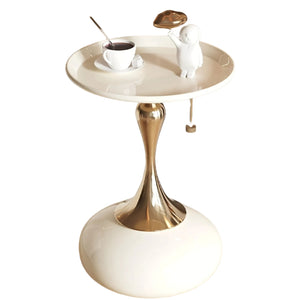 NNETM Round Side Table for Living Spaces (White)