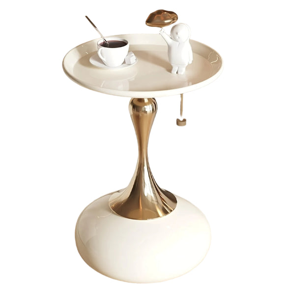 NNETM Round Side Table for Living Spaces (White)
