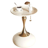 NNETM Round Side Table for Living Spaces (White)