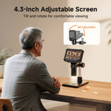 10.92cm IPS Digital Microscope – 1000X 1080P Coin Microscope with 8 LED Lights & PC Compatibility