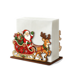 Wooden Santa Sleigh Reindeer Christmas Napkin Holder