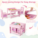NNECW 3-In-1 Kids Multi Activity Table & 2 Chairs Set for Toddlers
