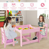 NNECW 3-In-1 Kids Multi Activity Table & 2 Chairs Set for Toddlers
