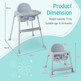 NNECW 4-in-1 Convertible Baby High Chair with Removable Double Tray-Grey