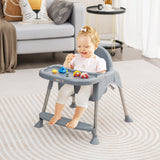 NNECW 4-in-1 Convertible Baby High Chair with Removable Double Tray-Grey