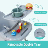 NNECW 4-in-1 Convertible Baby High Chair with Removable Double Tray-Grey