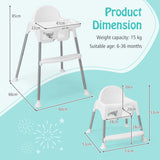 NNECW 4-in-1 Convertible Baby High Chair with Removable Double Tray-White