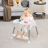NNECW 4-in-1 Convertible Baby High Chair with Removable Double Tray-White