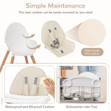 NNECW Wooden High Chair with Double 4-Gear Tray for Babies-Beige