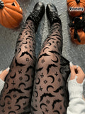 Women's Gothic Bat & Star Print Leggings – Black