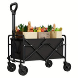 NNETM Collapsible Beach Wagon Cart – All-Terrain Folding Utility Cart with Wheels & Brakes (530LBS)
