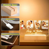 NNETM Personalized Acrylic Photo Frame with LED Light – Custom LOVE Picture Plaque