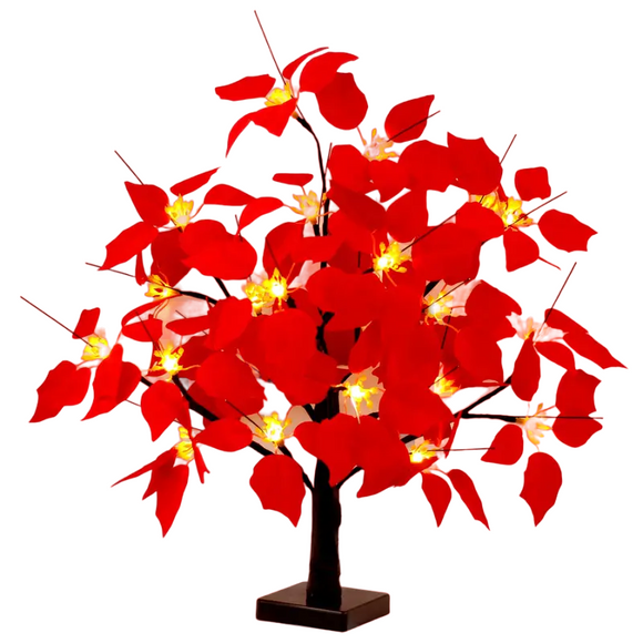 NNETM Blooming Brilliance: Poinsettia Flower Tree with Festive Lights