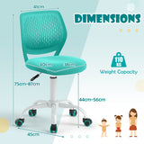 NNECW Adjustable Mid Back Children Study Chair with Adjustable Height for Office-Green