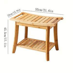 NNETM Bamboo Shower Bench with Shelf