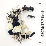 NNETM Gothic Halloween Wreath Skull Bats