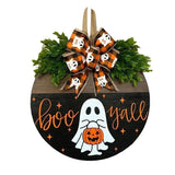 NNEOBA Halloween Ghost Wreath with Wooden Round Board